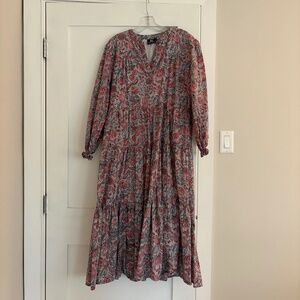 Madison Mathews Folly Midi Dress Climbing Rose  XL